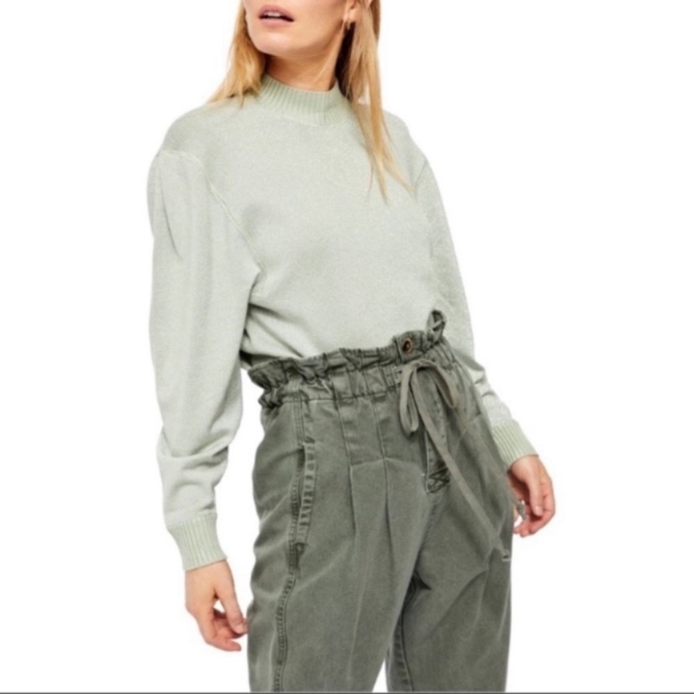 Free People Knit Sweater Turtleneck Metallic Glitter Size Small